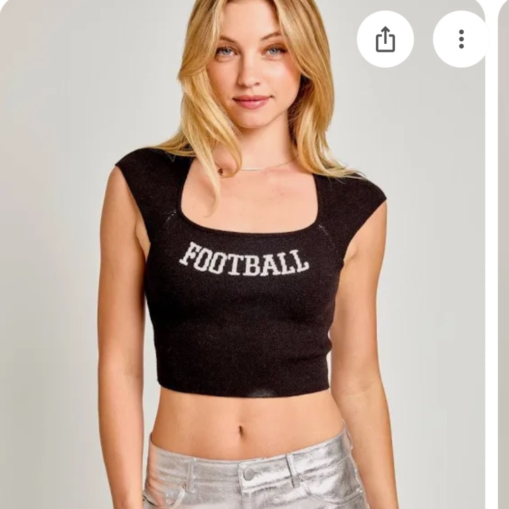 Le Lis Black Football sweater crop top MEDIUM